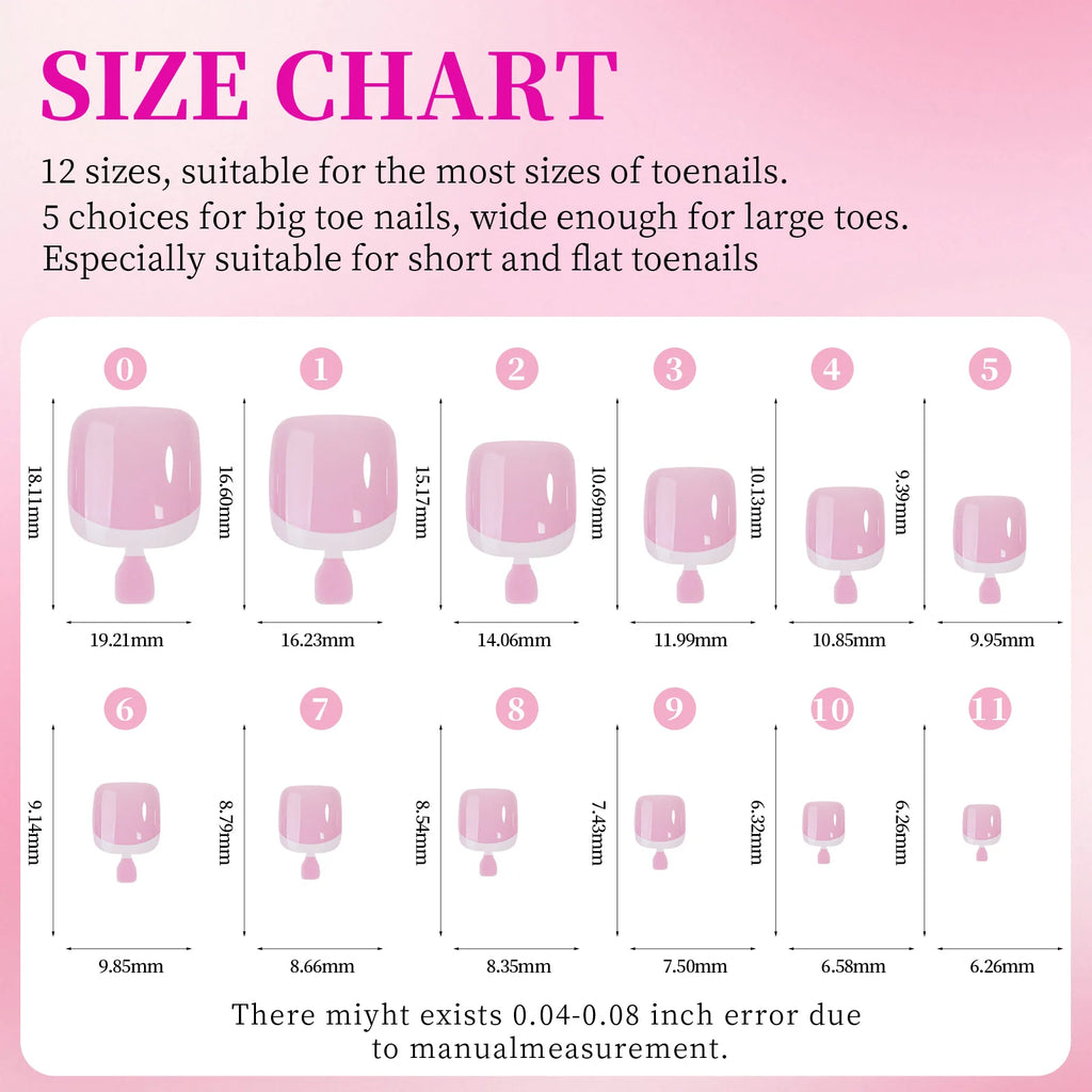 White French Tip False Nail and Toenail Matching Set - 144pcs