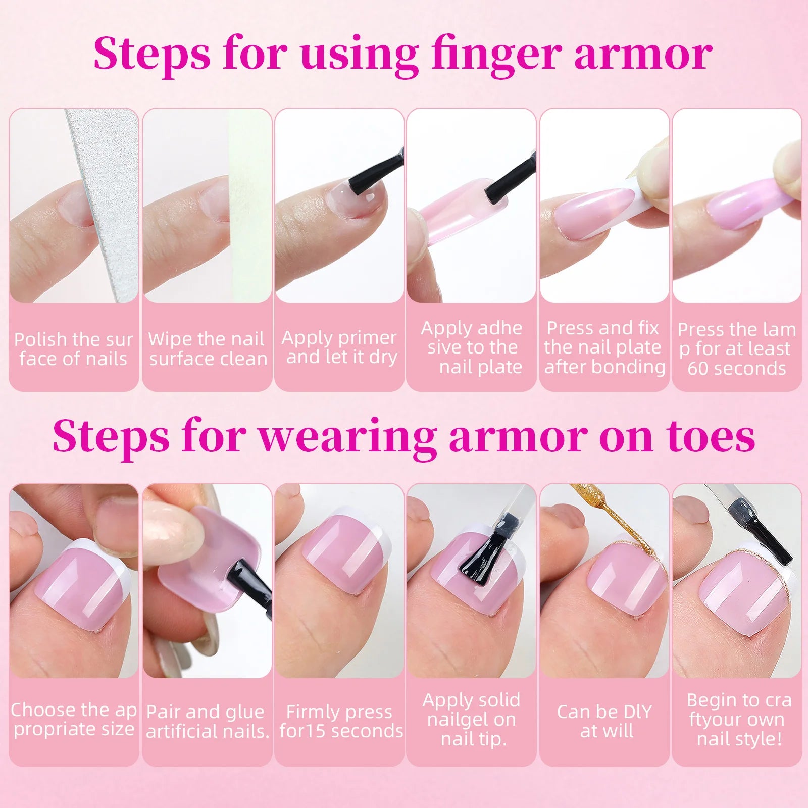 White French Tip False Nail and Toenail Matching Set - 144pcs