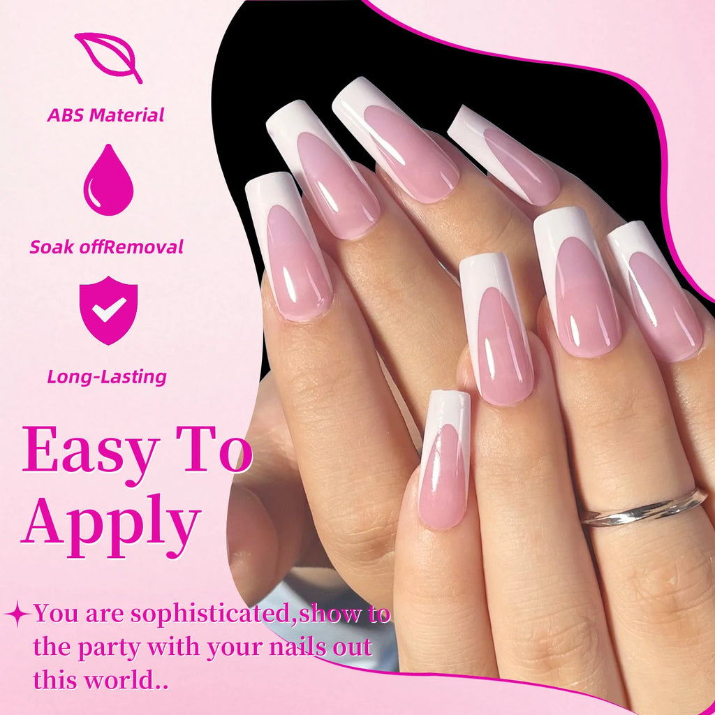 White French Tip False Nail and Toenail Matching Set - 144pcs