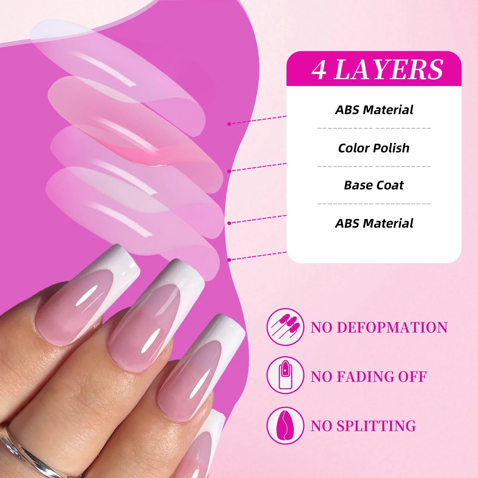 White French Tip False Nail and Toenail Matching Set - 144pcs