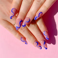 Colorful Pink and Blue Glossy Press On Nails - 24pcs