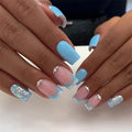 Glitter French Tip Nails - 24Pcs