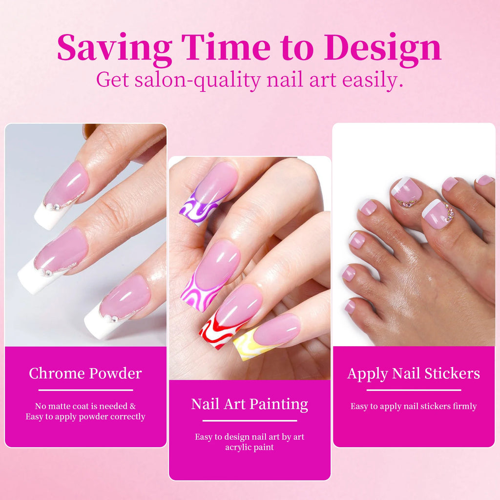 White French Tip False Nail and Toenail Matching Set - 144pcs